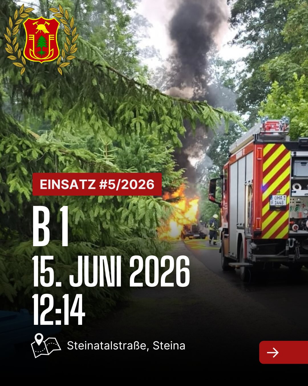 Mehr über den Artikel erfahren ❗️Einsatz❗️ 📟 Alarm: /2026 📆 Datum: 15. Juni 2026 um 12:14 📩 …