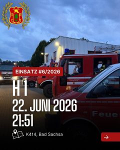Mehr über den Artikel erfahren ❗️Einsatz❗️ 📟 Alarm: /2026 📆 Datum: 22. Juni 2026 um 21:51 📩 …